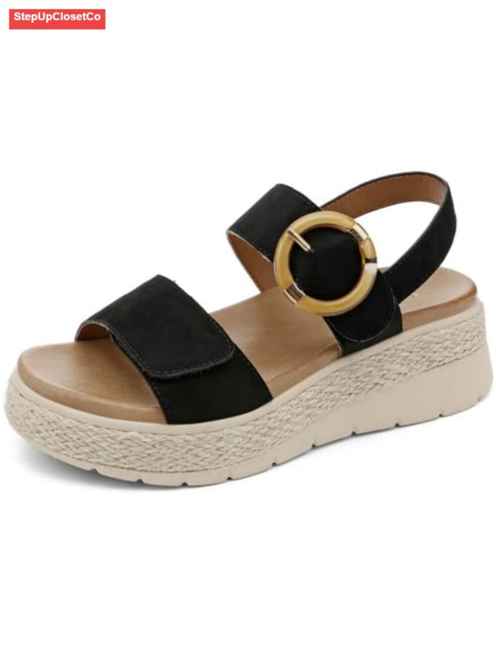 Womens Espadrille Platform Sandals Low Wedge Orthopedic Arch Support